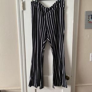 Striped bell bottom pants